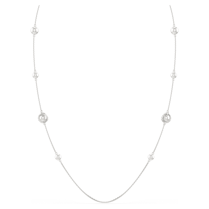 Collier « Snake Strandage » avec perles en cristal, tailles variées, Année du Serpent, blanc, plaqué rhodium Collier « Snake Strandage » avec perles en cristal, tailles variées, Année du Serpent, blanc, plaqué rhodium