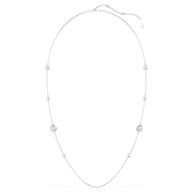 Collier « Snake Strandage » avec perles en cristal, tailles variées, Année du Serpent, blanc, plaqué rhodium
