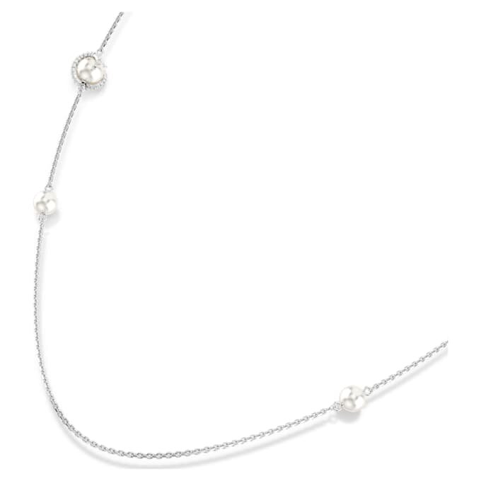 Collier « Snake Strandage » avec perles en cristal, tailles variées, Année du Serpent, blanc, plaqué rhodium Collier « Snake Strandage » avec perles en cristal, tailles variées, Année du Serpent, blanc, plaqué rhodium