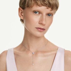 Collier Stilla Attract Y, taille ronde, bleu, plaqué rhodium