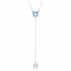 Collier Stilla Attract Y, taille ronde, bleu, plaqué rhodium