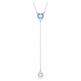 Collier Stilla Attract Y, taille ronde, bleu, plaqué rhodium