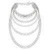 Collier superposé Millenia, tailles variées, blanc, plaqué rhodium Collier superposé Millenia, tailles variées, blanc, plaqué rhodium