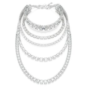 Collier superposé Millenia, tailles variées, blanc, plaqué rhodium Collier superposé Millenia, tailles variées, blanc, plaqué rhodium