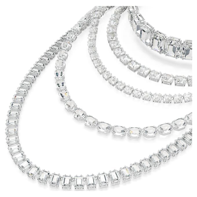 Collier superposé Millenia, tailles variées, blanc, plaqué rhodium Collier superposé Millenia, tailles variées, blanc, plaqué rhodium