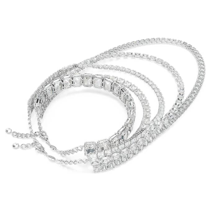Collier superposé Millenia, tailles variées, blanc, plaqué rhodium Collier superposé Millenia, tailles variées, blanc, plaqué rhodium