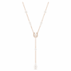 Collier Symbolica en Y avec perles de cristal, pavé, fer à cheval, blanc, plaqué or rose Collier Symbolica en Y avec perles de cristal, pavé, fer à cheval, blanc, plaqué or rose