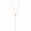 Collier Symbolica en Y avec perles de cristal, pavé, fer à cheval, blanc, plaqué or rose Collier Symbolica en Y avec perles de cristal, pavé, fer à cheval, blanc, plaqué or rose