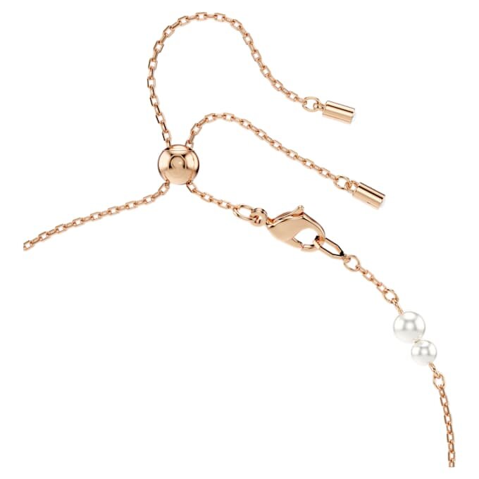 Collier Symbolica en Y avec perles de cristal, pavé, fer à cheval, blanc, plaqué or rose Collier Symbolica en Y avec perles de cristal, pavé, fer à cheval, blanc, plaqué or rose