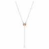 Collier Symbolica en Y avec perles de cristal, pavé, fer à cheval, blanc, plaqué or rose Collier Symbolica en Y avec perles de cristal, pavé, fer à cheval, blanc, plaqué or rose