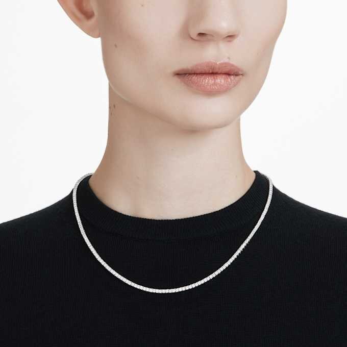 Collier Tennis Eternity, diamants synthétiques, 7 carats au total, forme ronde, or blanc 14 carats Collier Tennis Eternity, diamants synthétiques, 7 carats au total, forme ronde, or blanc 14 carats