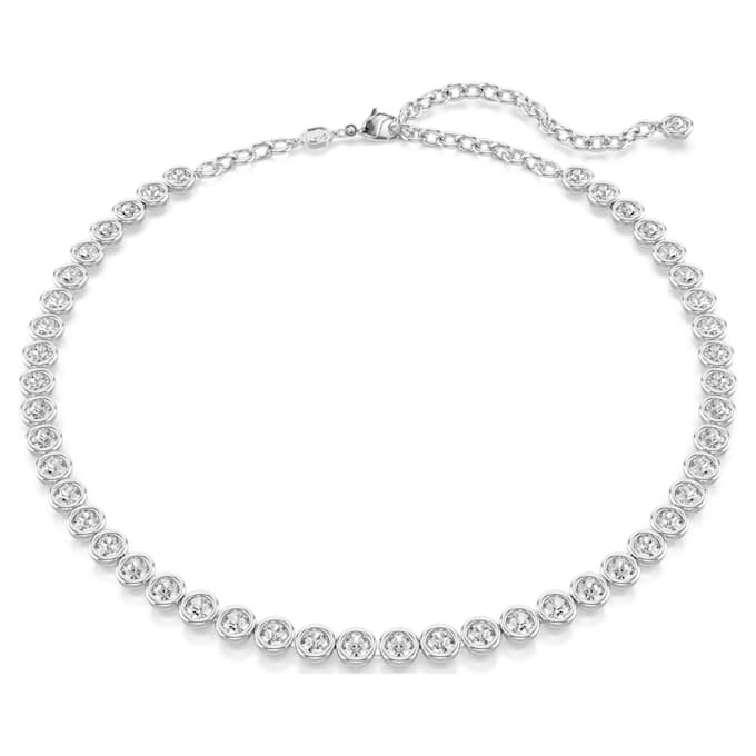 Collier tennis Imber, taille ronde, blanc, plaqué rhodium Collier tennis Imber, taille ronde, blanc, plaqué rhodium