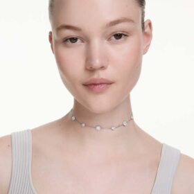 Collier Una Angelic, motifs double face à taille ronde, blanc, plaqué rhodium Collier Una Angelic, motifs double face à taille ronde, blanc, plaqué rhodium