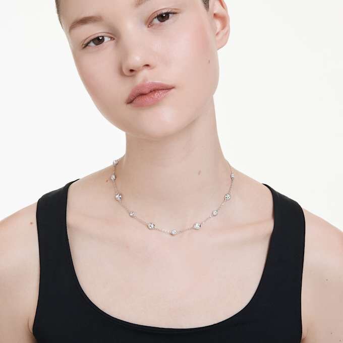 Collier Una Angelic, motifs double face à taille ronde, blanc, plaqué rhodium Collier Una Angelic, motifs double face à taille ronde, blanc, plaqué rhodium