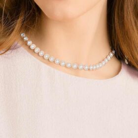 Collier Una Angelic, taille ronde, moyen, blanc, plaqué or rose Collier Una Angelic, taille ronde, moyen, blanc, plaqué or rose