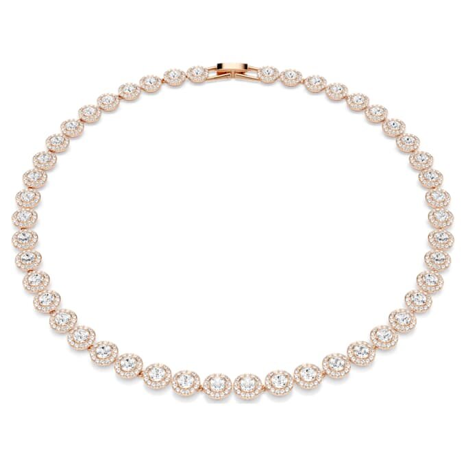 Collier Una Angelic, taille ronde, moyen, blanc, plaqué or rose Collier Una Angelic, taille ronde, moyen, blanc, plaqué or rose