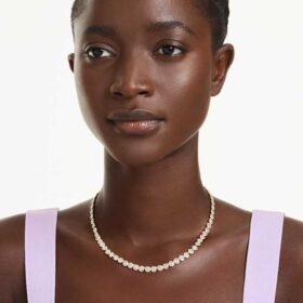 Collier Una Angelic, taille ronde, petit, blanc, plaqué or Collier Una Angelic, taille ronde, petit, blanc, plaqué or