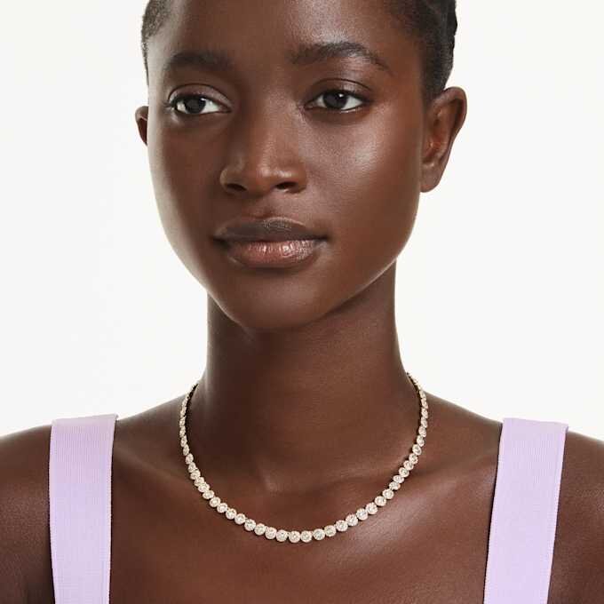 Collier Una Angelic, taille ronde, petit, blanc, plaqué or Collier Una Angelic, taille ronde, petit, blanc, plaqué or