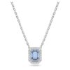 Collier Una, taille octogonale, bleu, plaqué rhodium
