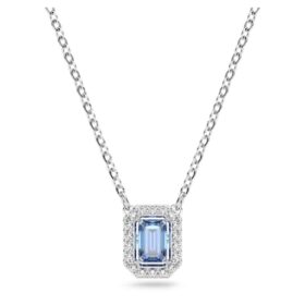 Collier Una, taille octogonale, bleu, plaqué rhodium Collier Una, taille octogonale, bleu, plaqué rhodium