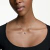 Collier Una, taille ronde, blanc, plaqué or rose