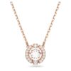 Collier Una, taille ronde, blanc, plaqué or rose