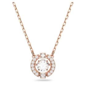 Collier Una, taille ronde, blanc, plaqué or rose Collier Una, taille ronde, blanc, plaqué or rose
