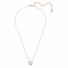 Collier Una, taille ronde, blanc, plaqué or rose