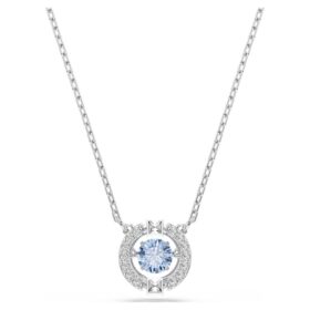 Collier Una, taille ronde, bleu, plaqué rhodium Collier Una, taille ronde, bleu, plaqué rhodium