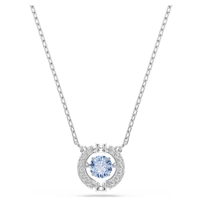 Collier Una, taille ronde, bleu, plaqué rhodium Collier Una, taille ronde, bleu, plaqué rhodium