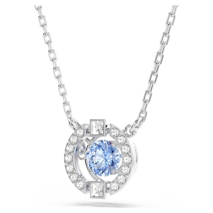 Collier Una, taille ronde, bleu, plaqué rhodium Collier Una, taille ronde, bleu, plaqué rhodium