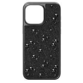 Coque de smartphone haut de gamme à cristaux à dos plat, iPhone® 15 Pro Max, noir