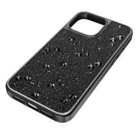 Coque de smartphone haut de gamme à cristaux à dos plat, iPhone® 15 Pro Max, noir