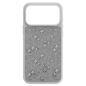 Coque de smartphone haut de gamme à cristaux à dos plat, iPhone® 17 Pro Max, couleur argentée