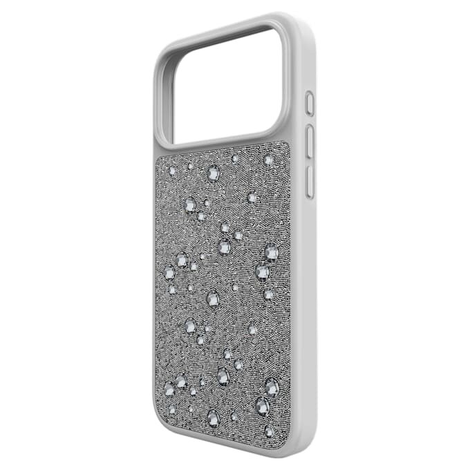 Coque de smartphone haut de gamme à cristaux à dos plat, iPhone® 17 Pro Max, couleur argentée Coque de smartphone haut de gamme à cristaux à dos plat, iPhone® 17 Pro Max, couleur argentée