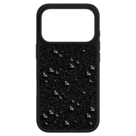 Coque de smartphone haut de gamme à dos plat ornée de cristaux, iPhone® 17 Pro, noir