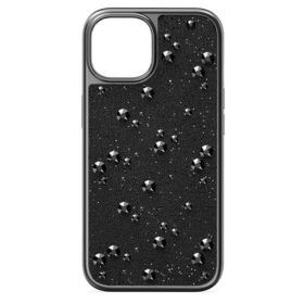 Coque de smartphone haute avec cristaux à dos plat, iPhone® 15, noir