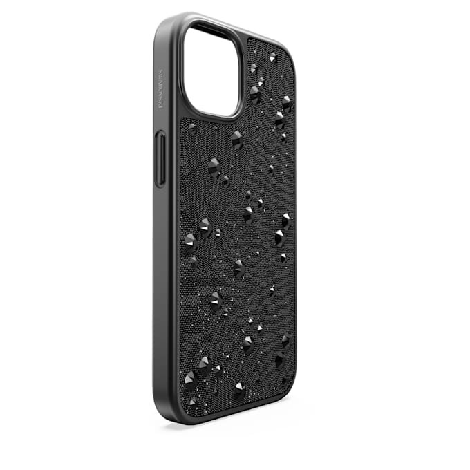 Coque de smartphone haute avec cristaux à dos plat, iPhone® 15, noir Coque de smartphone haute avec cristaux à dos plat, iPhone® 15, noir