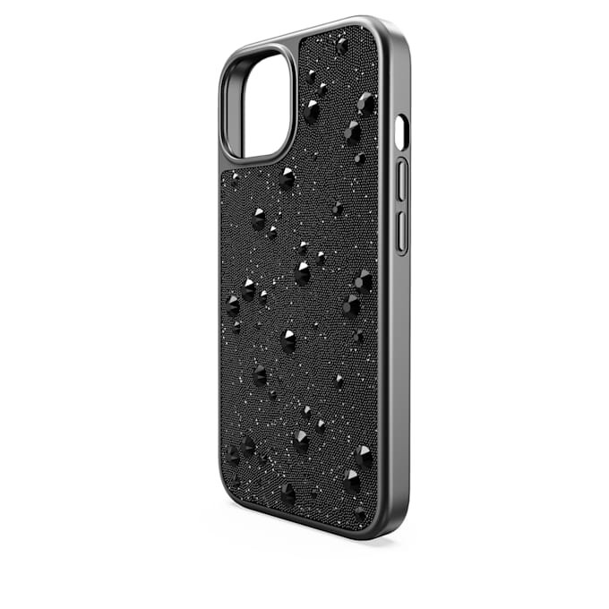 Coque de smartphone haute avec cristaux à dos plat, iPhone® 15, noir Coque de smartphone haute avec cristaux à dos plat, iPhone® 15, noir