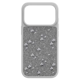 Coque de smartphone haute avec cristaux à dos plat, iPhone® 17 Pro, ton argenté