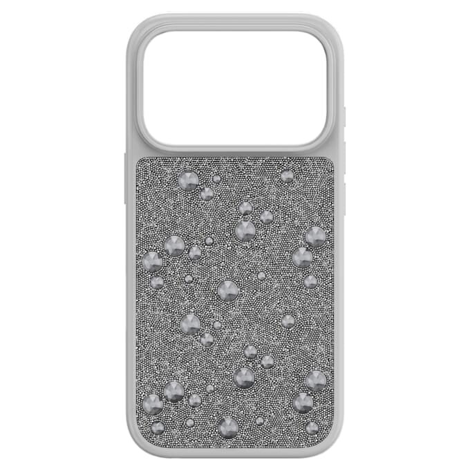 Coque de smartphone haute avec cristaux à dos plat, iPhone® 17 Pro, ton argenté Coque de smartphone haute avec cristaux à dos plat, iPhone® 17 Pro, ton argenté