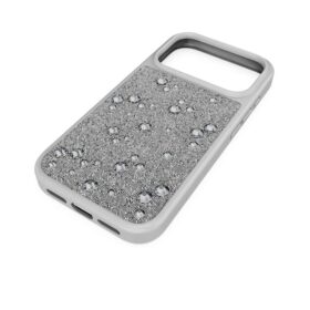 Coque de smartphone haute avec cristaux à dos plat, iPhone® 17 Pro, ton argenté