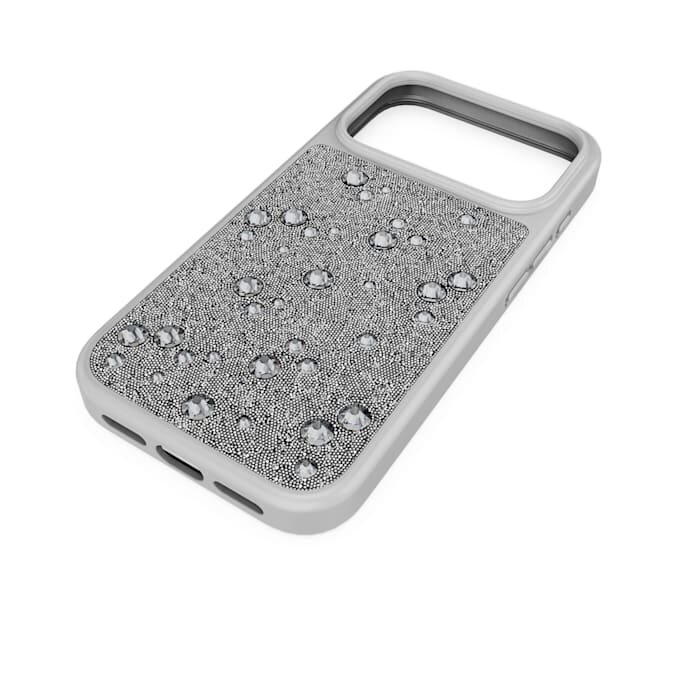 Coque de smartphone haute avec cristaux à dos plat, iPhone® 17 Pro, ton argenté Coque de smartphone haute avec cristaux à dos plat, iPhone® 17 Pro, ton argenté