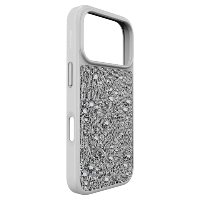 Coque de smartphone haute avec cristaux à dos plat, iPhone® 17 Pro, ton argenté Coque de smartphone haute avec cristaux à dos plat, iPhone® 17 Pro, ton argenté