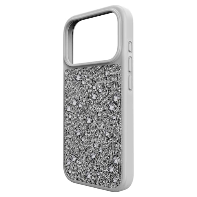 Coque de smartphone haute avec cristaux à dos plat, iPhone® 17 Pro, ton argenté Coque de smartphone haute avec cristaux à dos plat, iPhone® 17 Pro, ton argenté