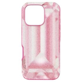 Coque de smartphone haute avec motif imprimé en cristaux, iPhone® 16 Pro, rose