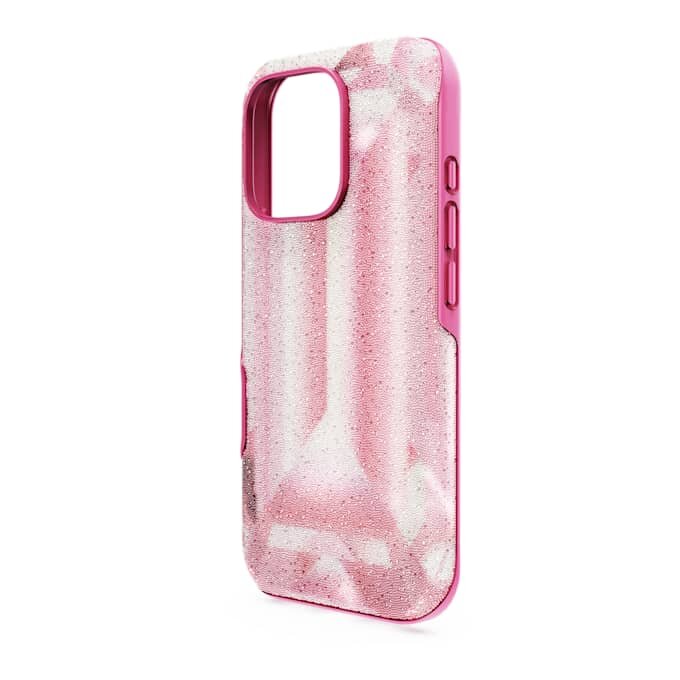 Coque de smartphone haute avec motif imprimé en cristaux, iPhone® 16 Pro, rose Coque de smartphone haute avec motif imprimé en cristaux, iPhone® 16 Pro, rose