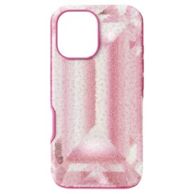 Coque de smartphone haute avec motif imprimé en cristaux, iPhone® 16, rose