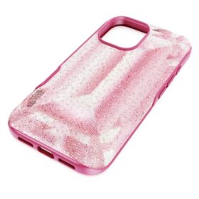 Coque de smartphone haute avec motif imprimé en cristaux, iPhone® 16, rose