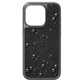 Coque de smartphone High à dos plat ornée de cristaux, iPhone® 15 Pro, noir